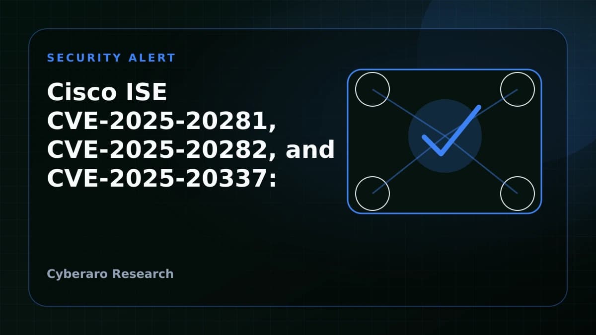 Cisco ISE security alert illustration showing policy servers, identity controls, and urgent enterprise remediation.