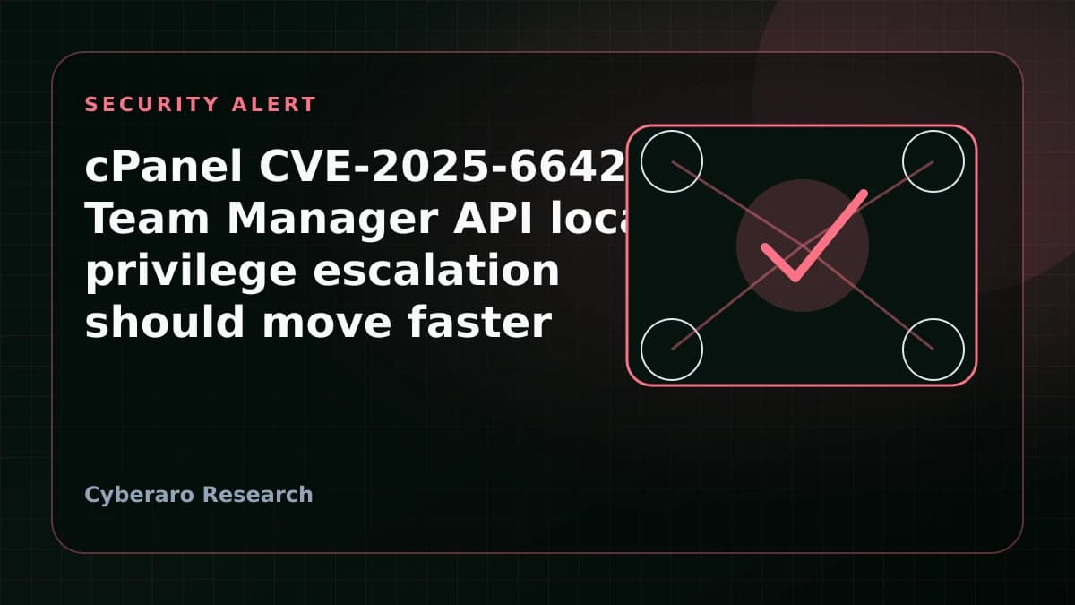 cPanel Team Manager API security alert illustration showing delegated access and privilege escalation risk.