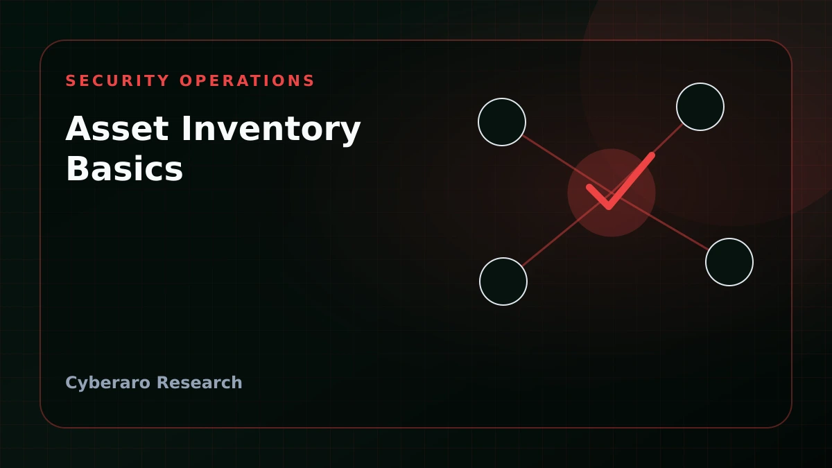 Cyberaro editorial cover showing asset inventory visibility, security operations, and small-team defensive workflows.