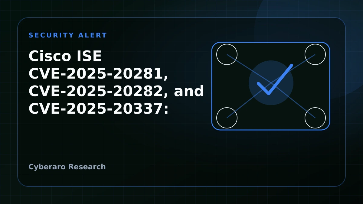 Cisco ISE security alert illustration showing policy servers, identity controls, and urgent enterprise remediation.
