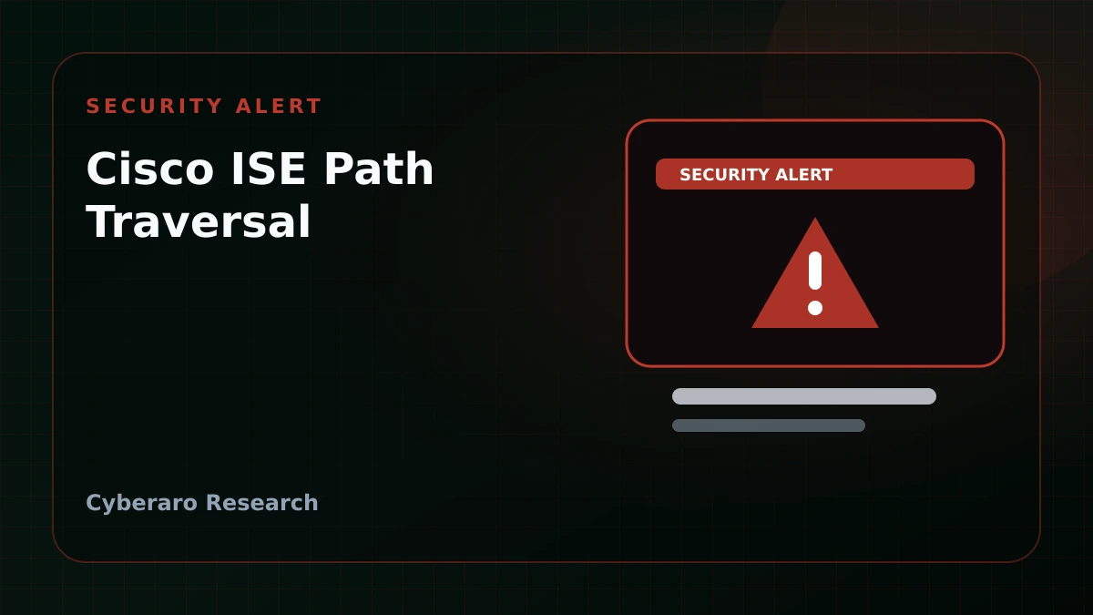 Cyberaro security alert cover for Cisco ISE path traversal vulnerability CVE-2026-20146