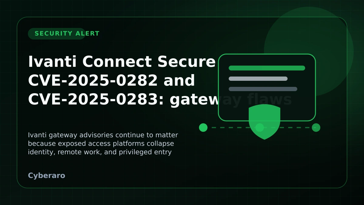 Ivanti access gateway security alert cover image showing remote access traffic and a zero-trust warning indicator.