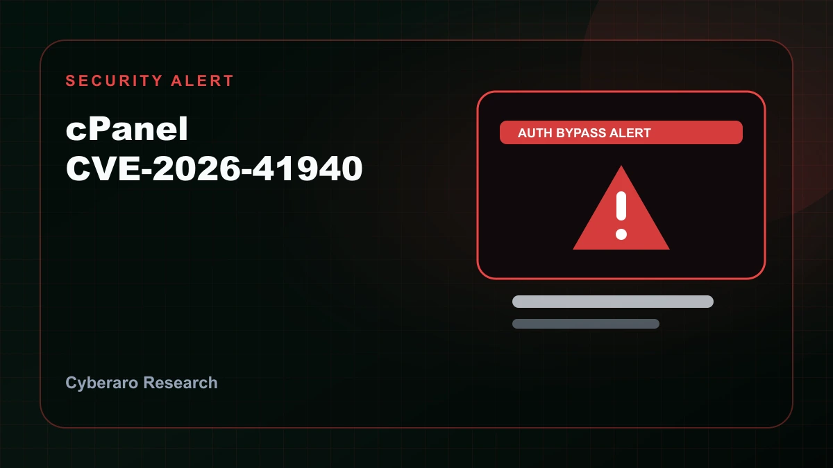 Web hosting control panel security alert illustration with CVE warning, authentication bypass, and patch indicators.