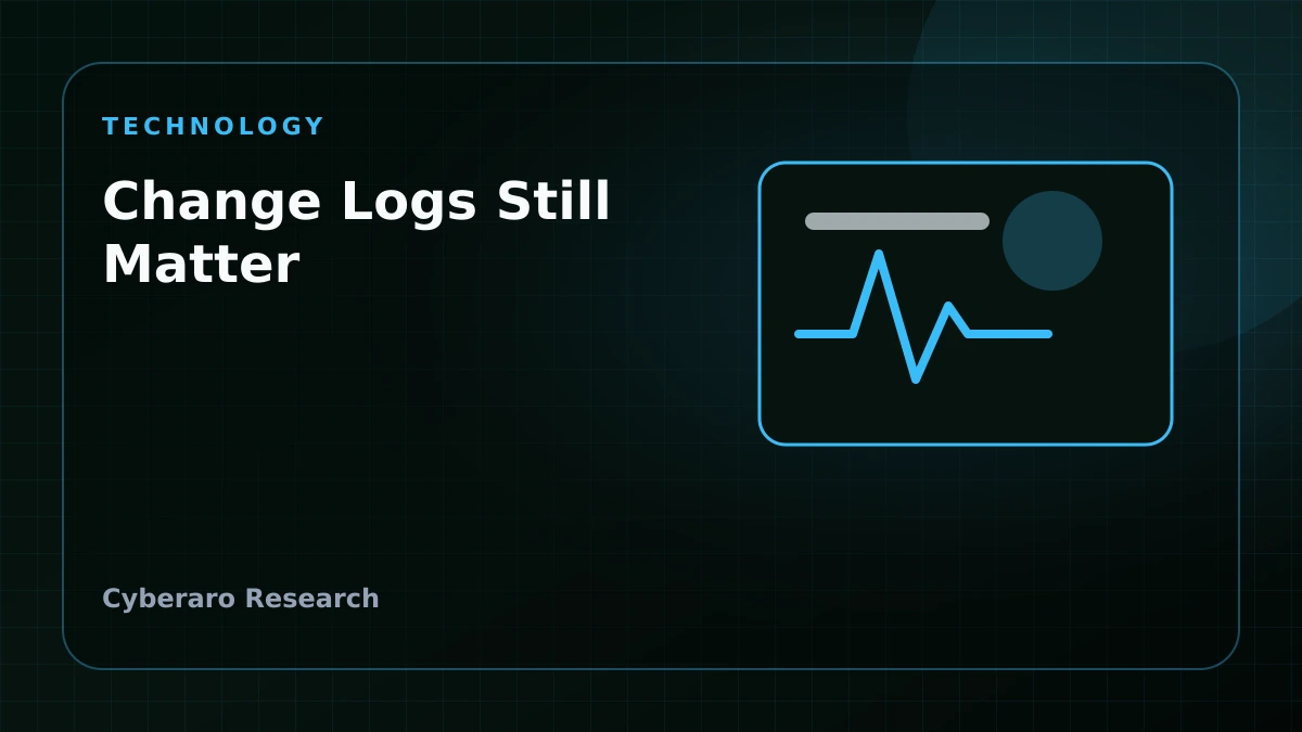 Cyberaro editorial cover showing change history, operations, and technical team memory.