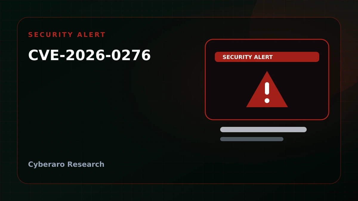 Cyberaro security alert cover for CVE-2026-0276 affecting Palo Alto Cortex XDR Broker VM