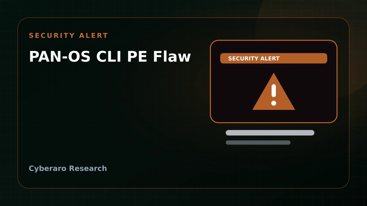 Cyberaro security alert cover for CVE-2026-0272 affecting the PAN-OS command line interface