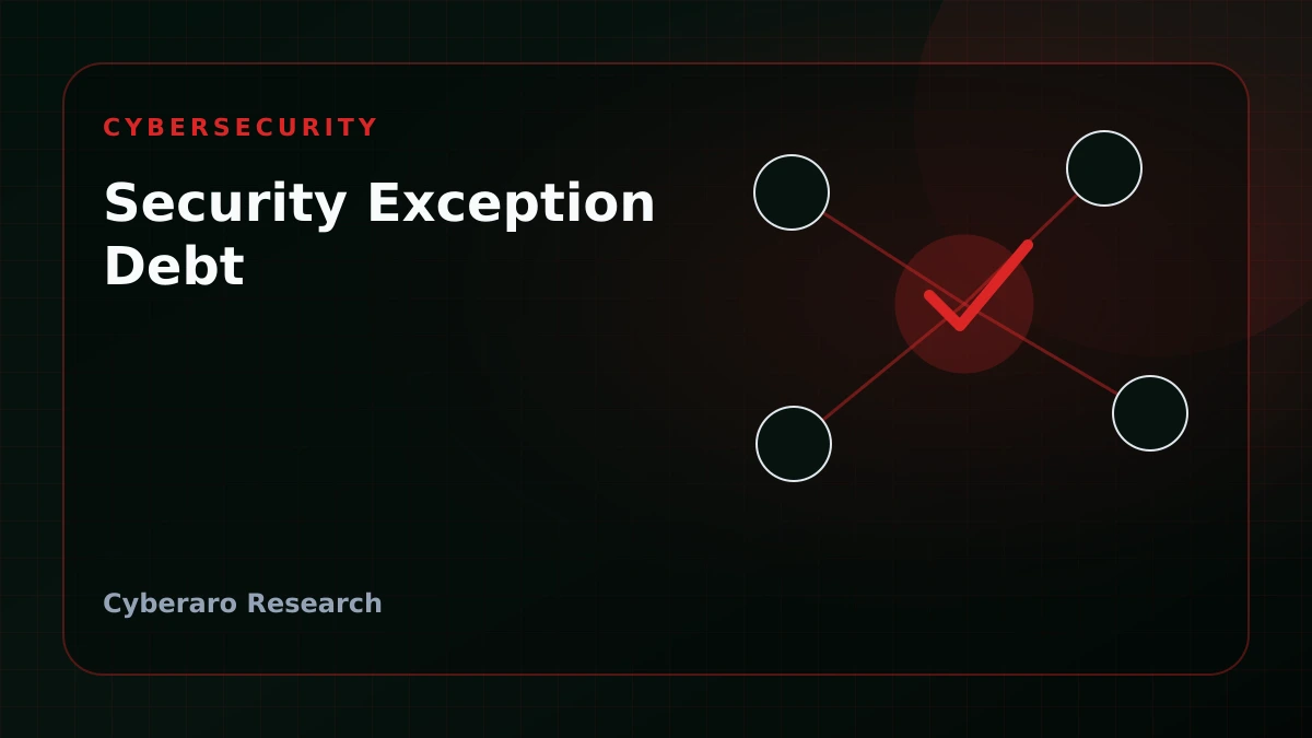 Cyberaro editorial cover showing security exceptions, risk accumulation, and defensive governance.