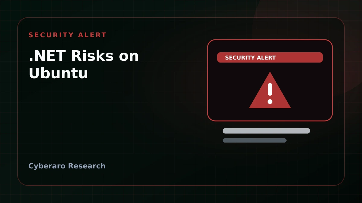 Cyberaro security alert cover for Ubuntu USN-8420-1 covering .NET vulnerabilities affecting file handling and denial of service risk
